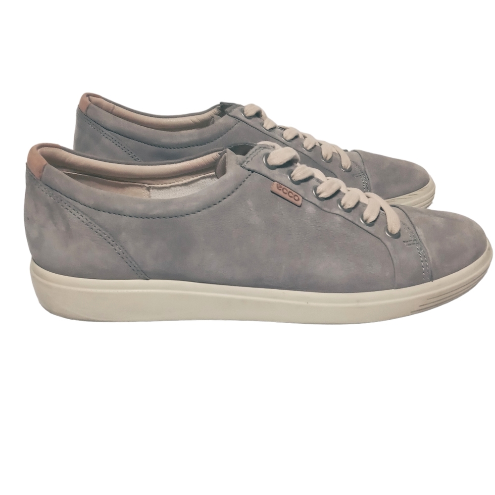 Ecco Soft 7 Womens Leather Grey Casual Sneaker Shoes Size US 10 EUR 41